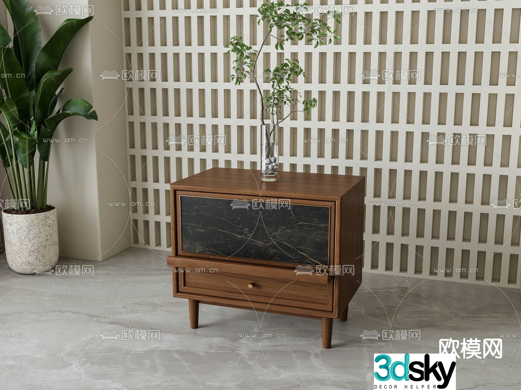 wabi-sabi bedside table 3d model