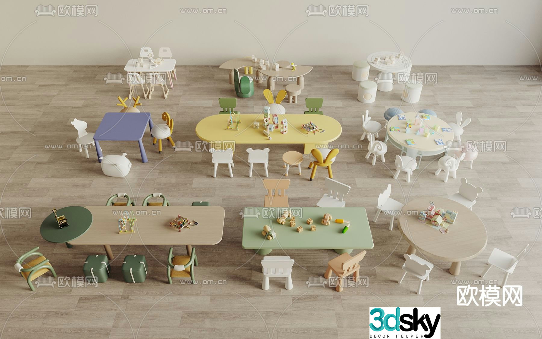 Toy table children’s table and chair 3d model