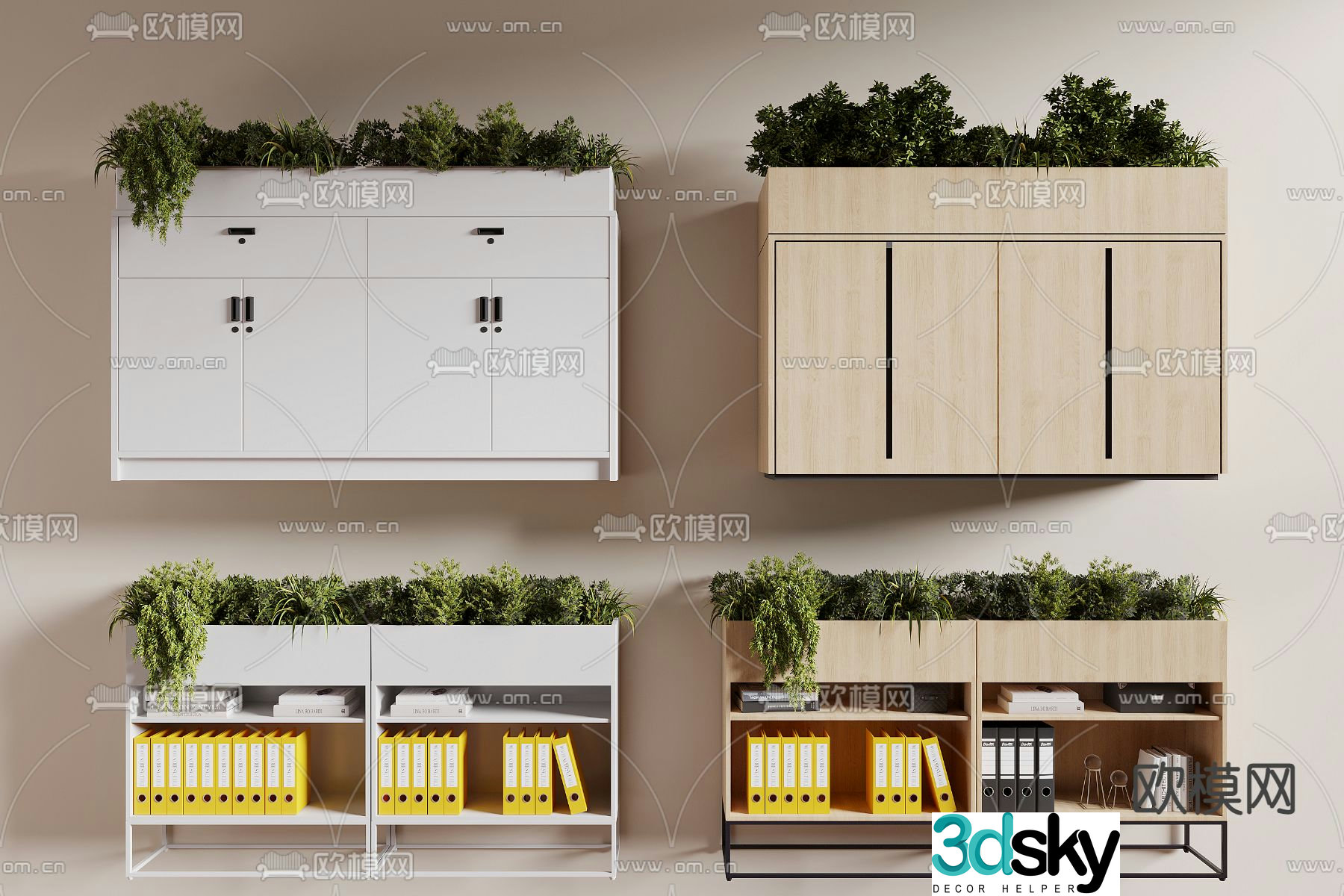Modern office file cabinet 3d model