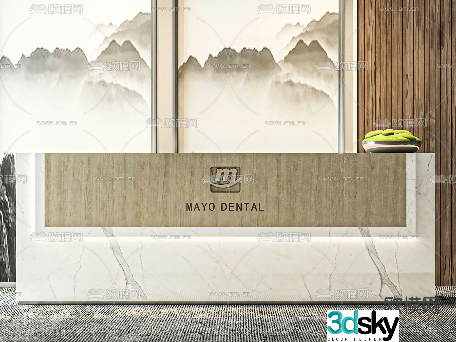 Front desk service desk reception desk 3d model