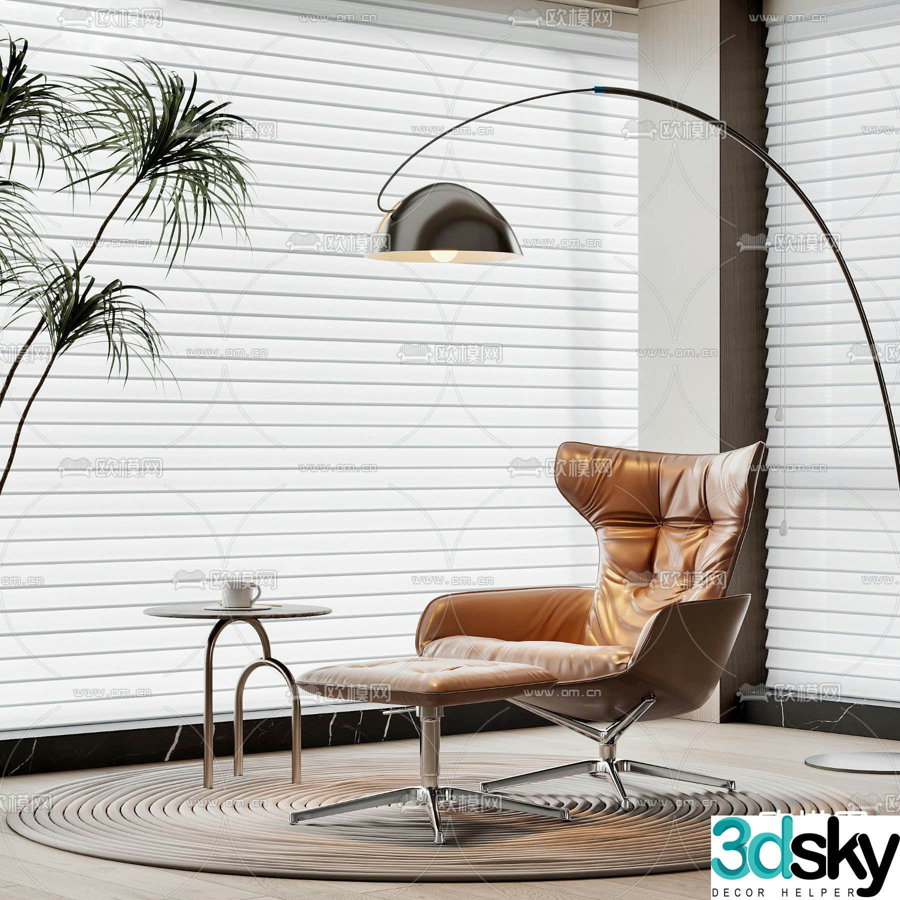 Modern leather lounge chair 3d model