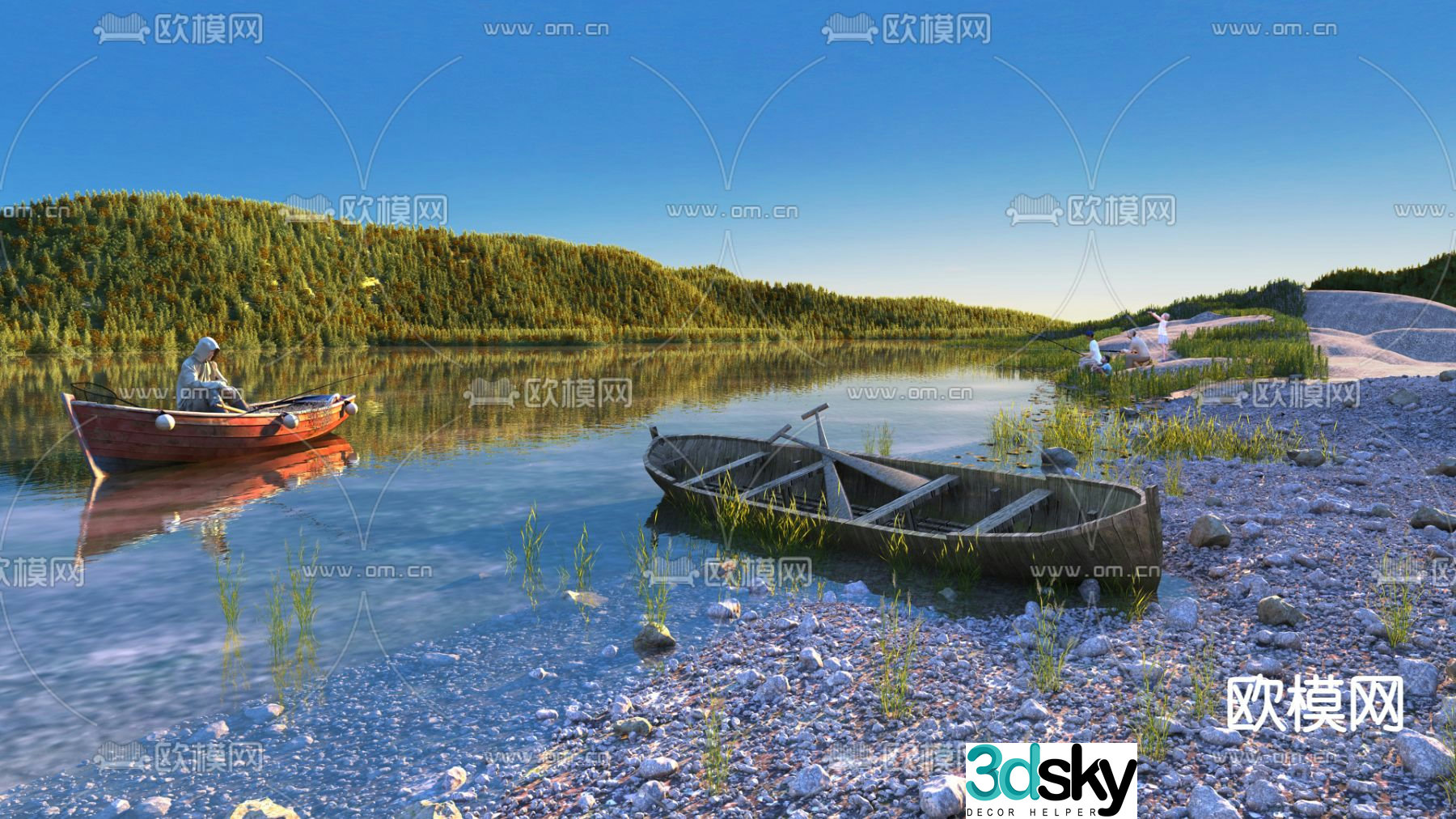 Autumn Lake Wetland Park 3D model