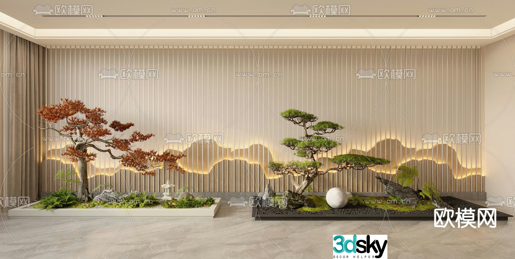 New Chinese style interior landscape 3D model