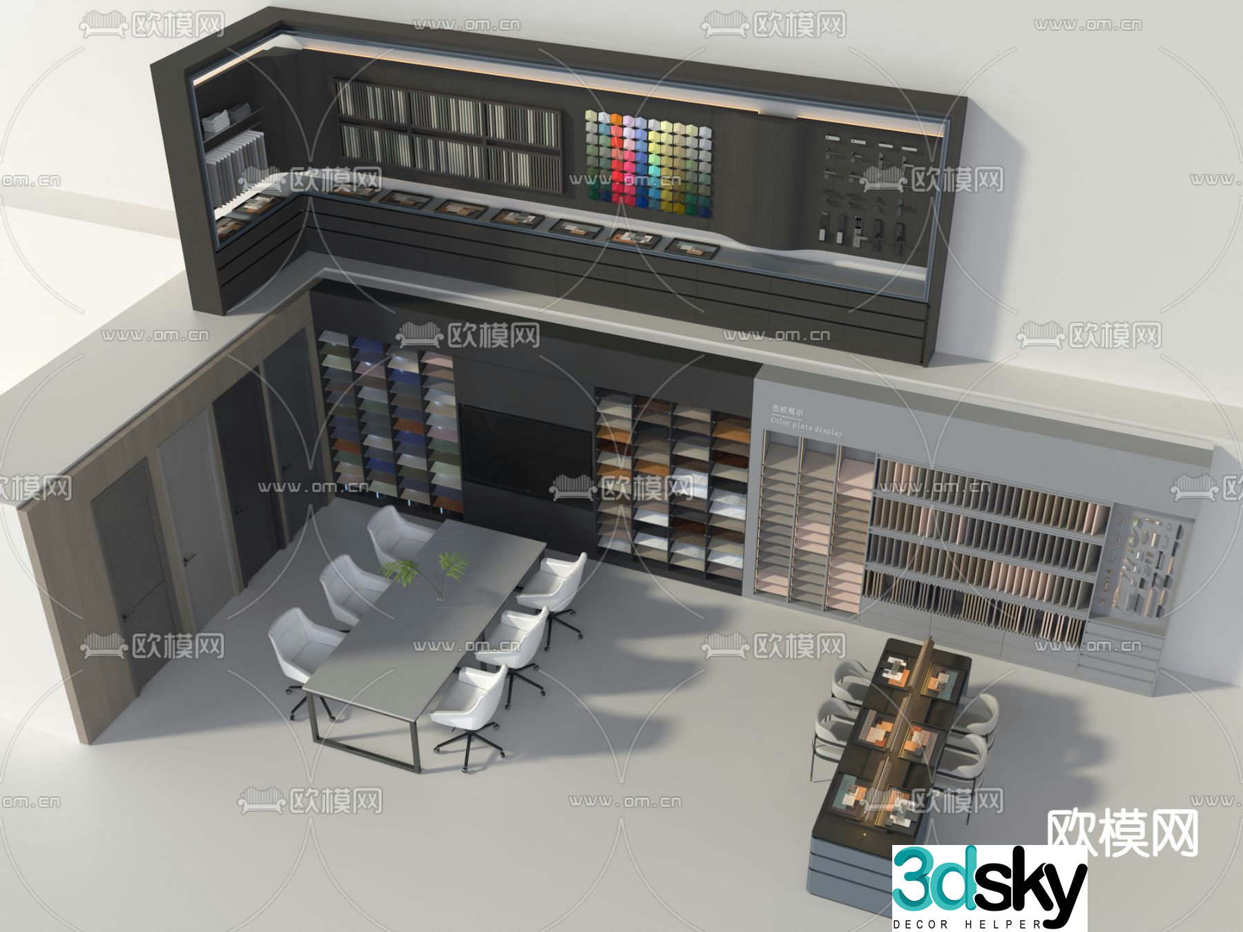 Whole house custom color palette cabinet display cabinet 3D model