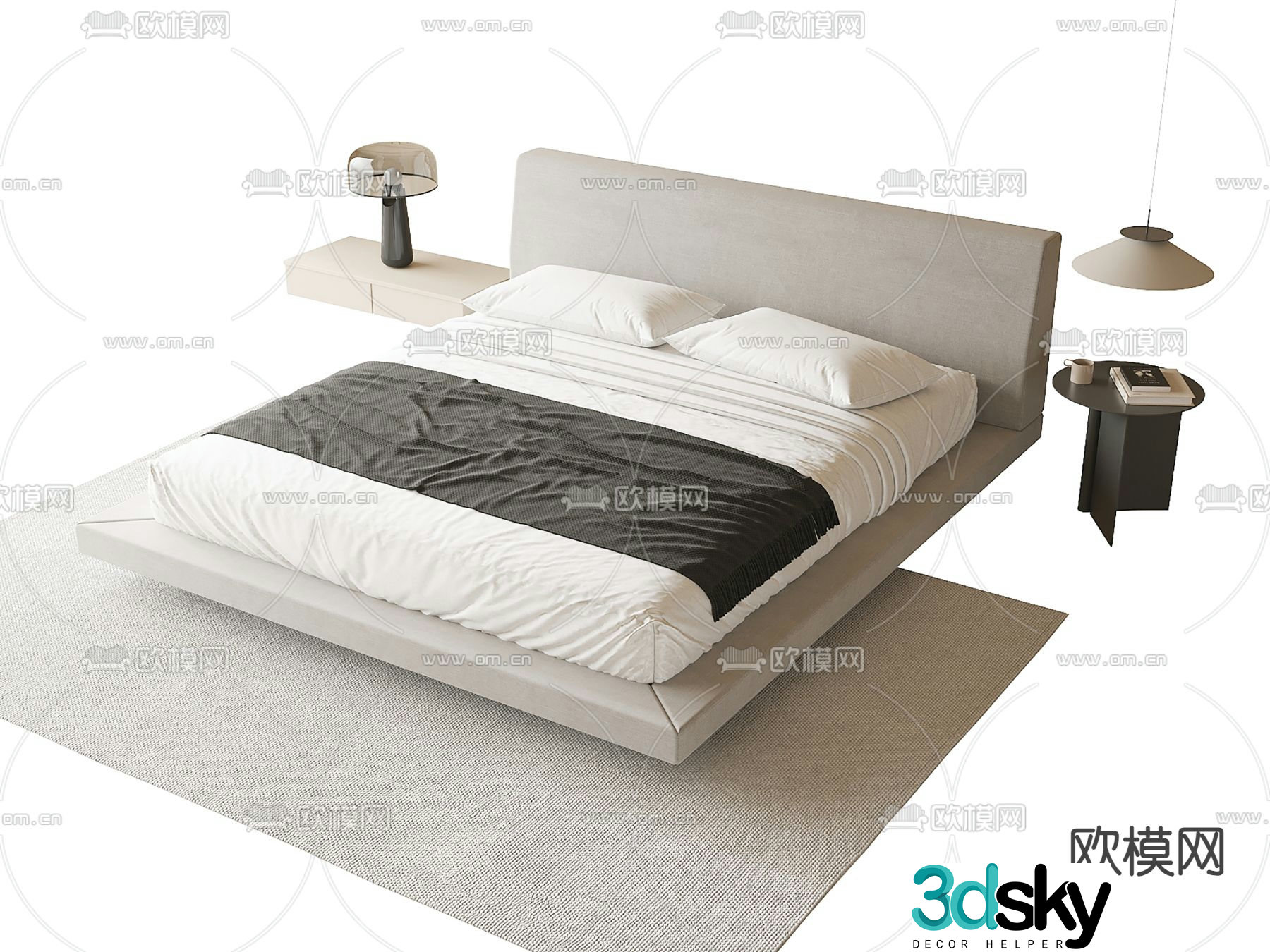 Modern double bed 3d model