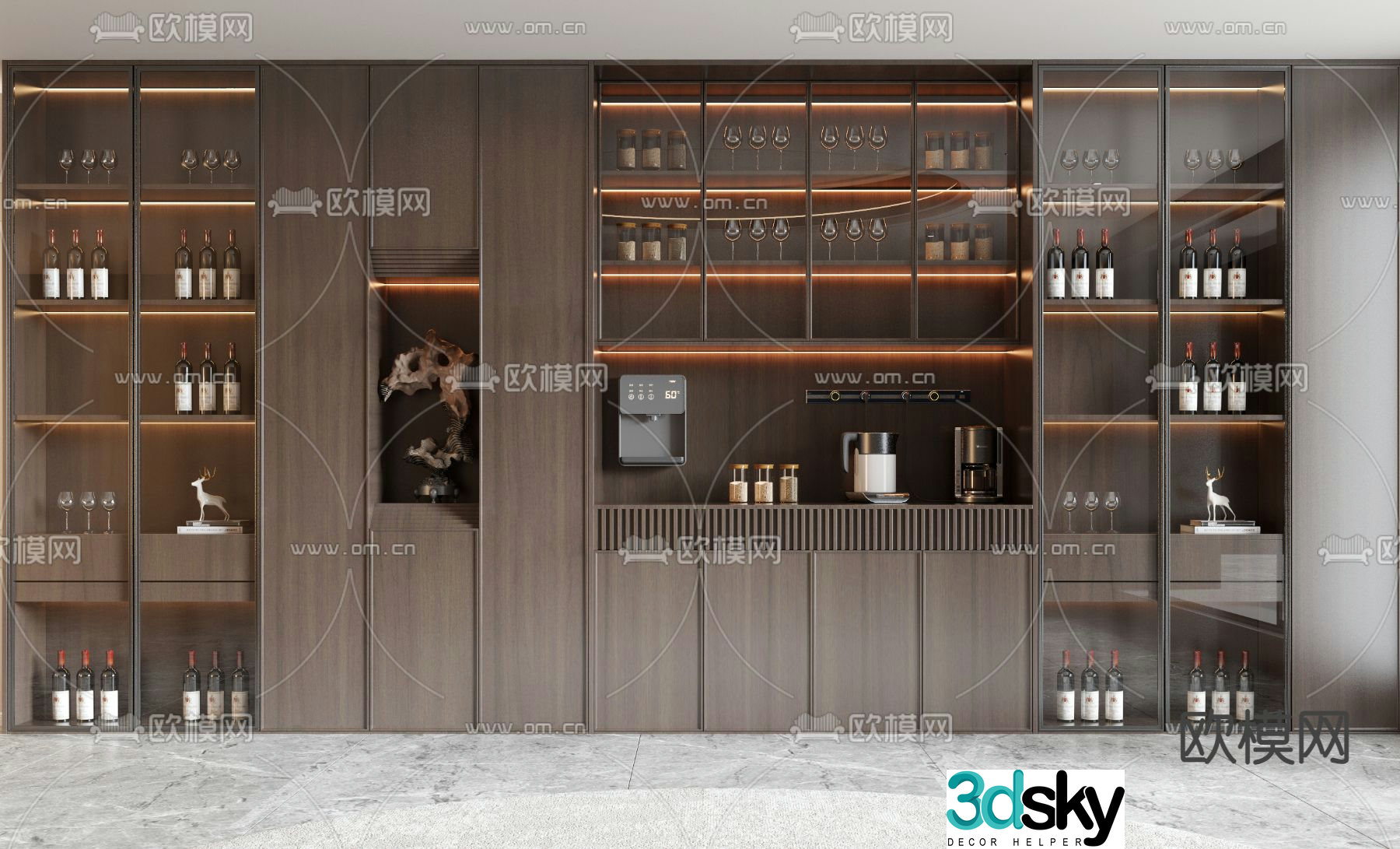 New Chinese style wine cabinet sideboard 3d model