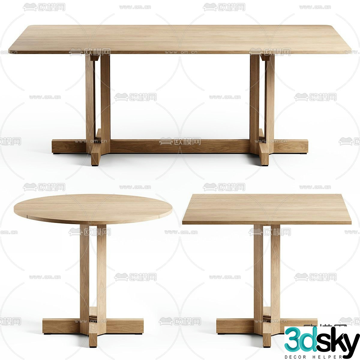 Kettal dining table round table square table 3d model