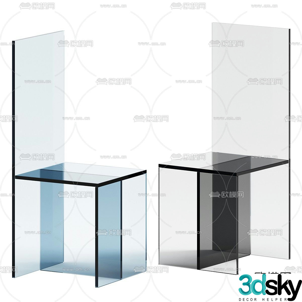 Merci Bob Glas acrylic chair 3d model
