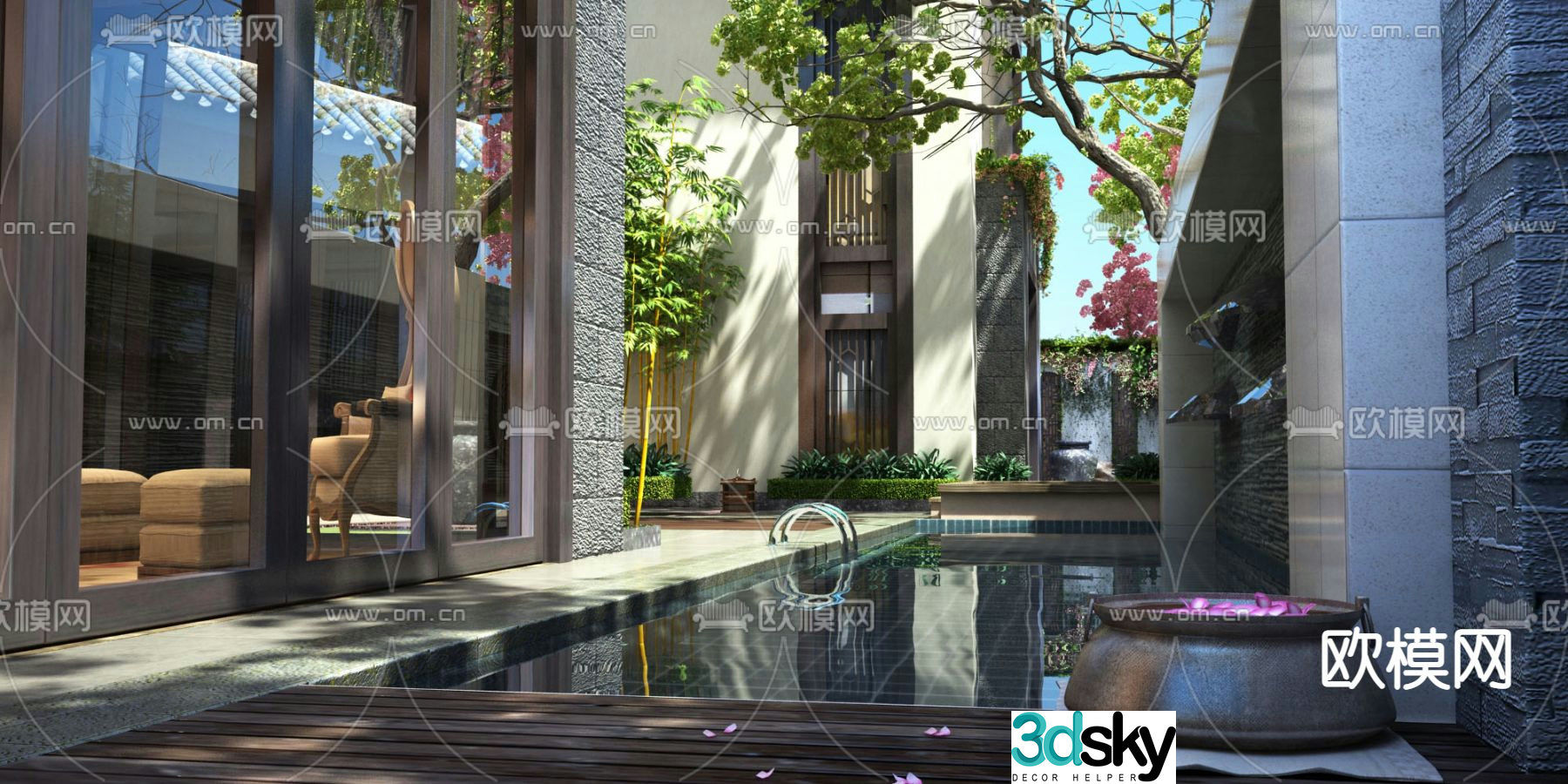 Modern courtyard landscape 3d model
