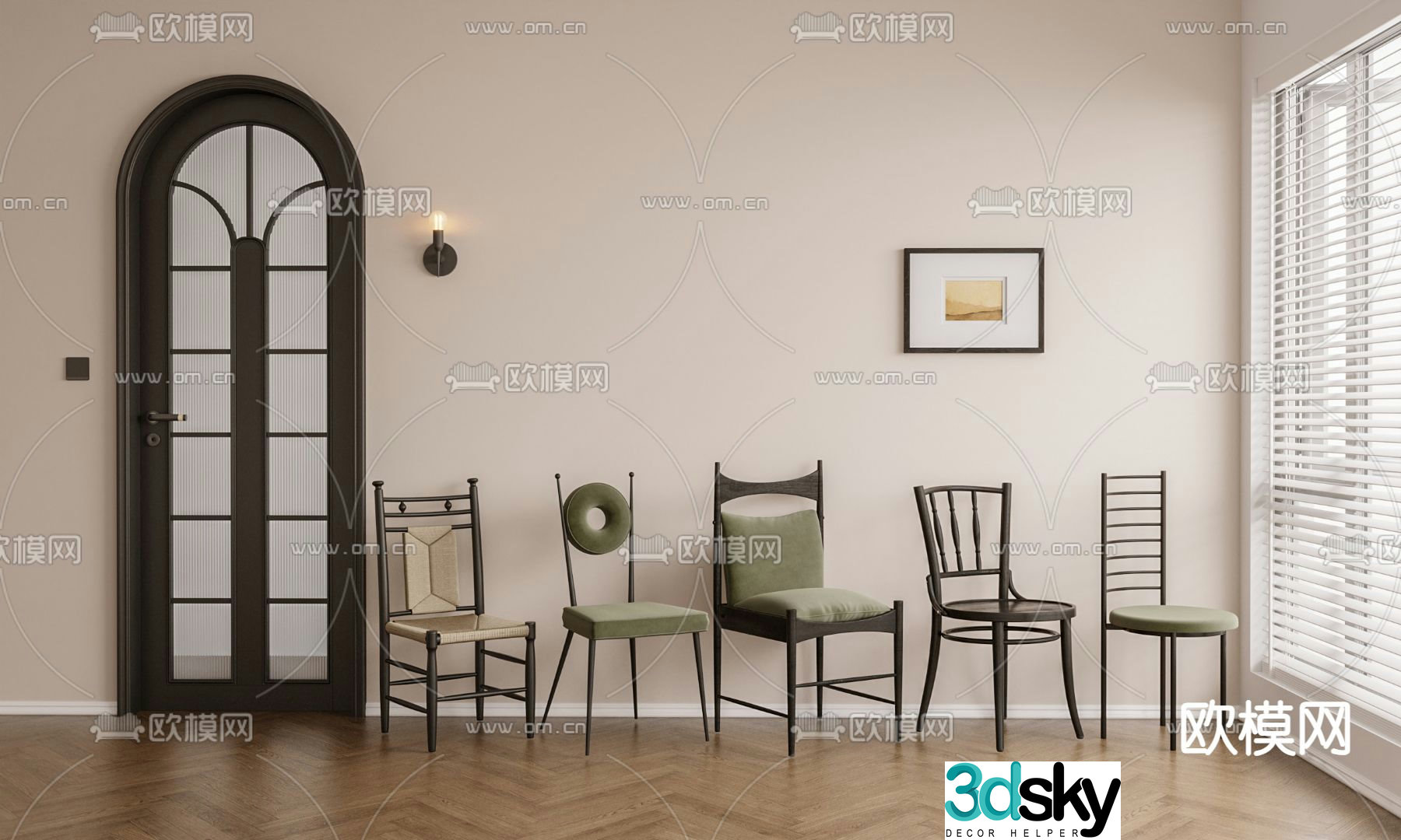 French chair dining chair single chair 3d model