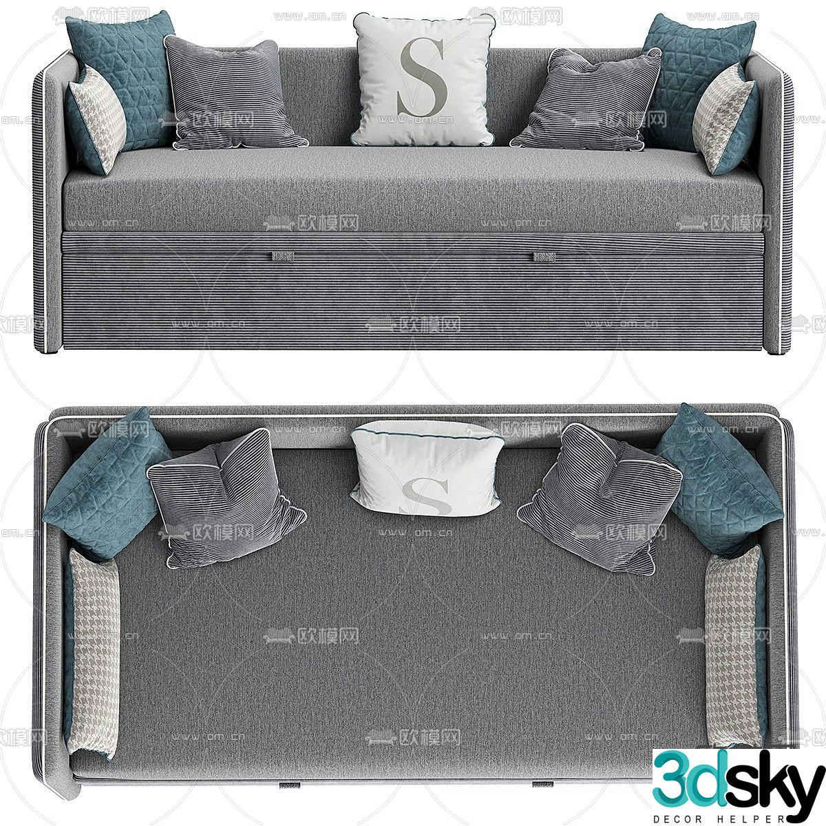 Fabric sofa bed 3d model
