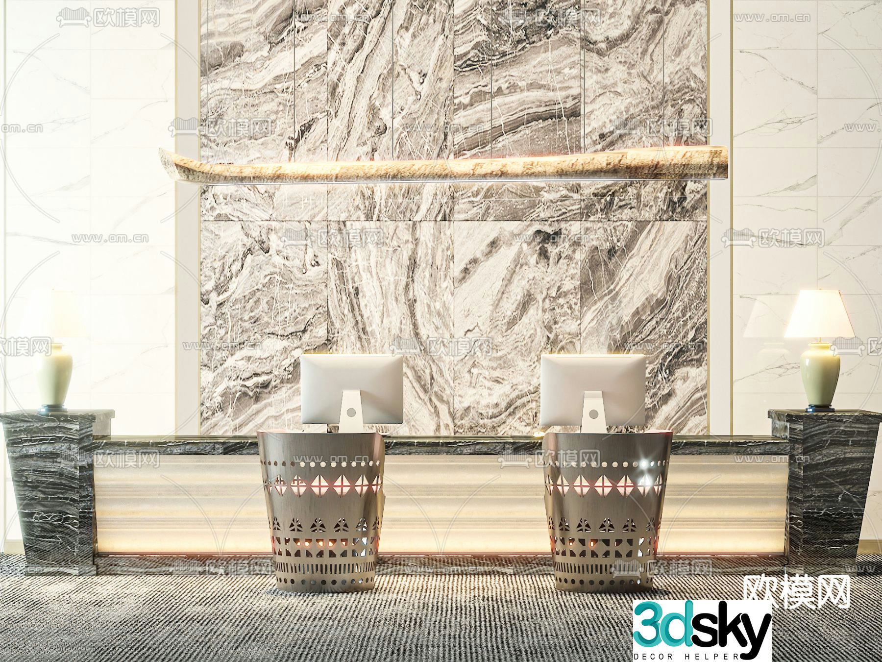 Front desk service desk reception desk 3d model