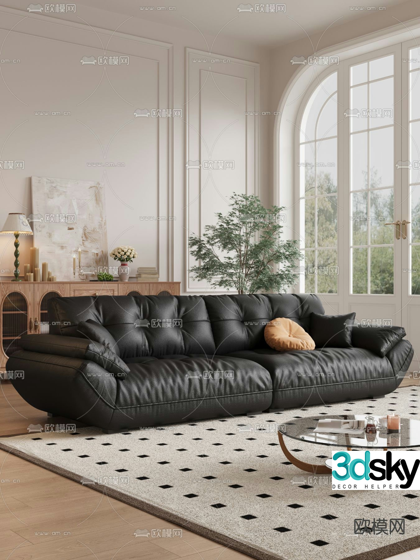 leather sofa loveseat 3d model