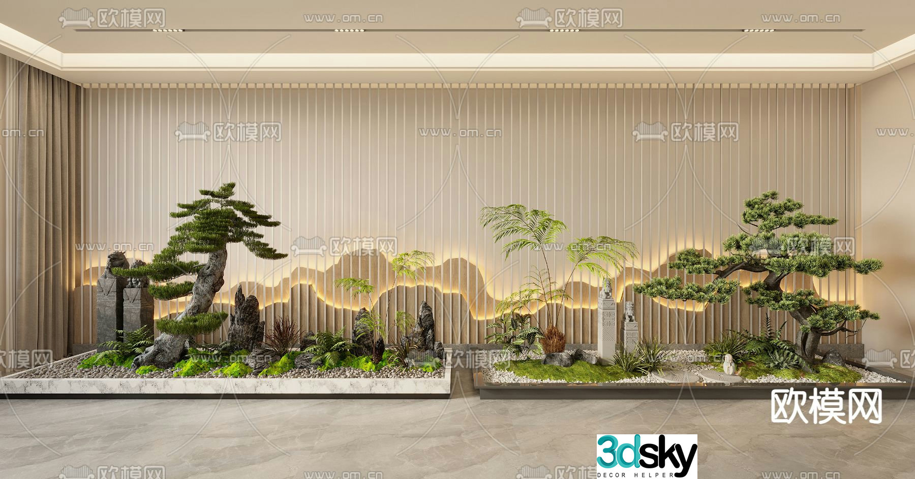 New Chinese style indoor landscape 3D model