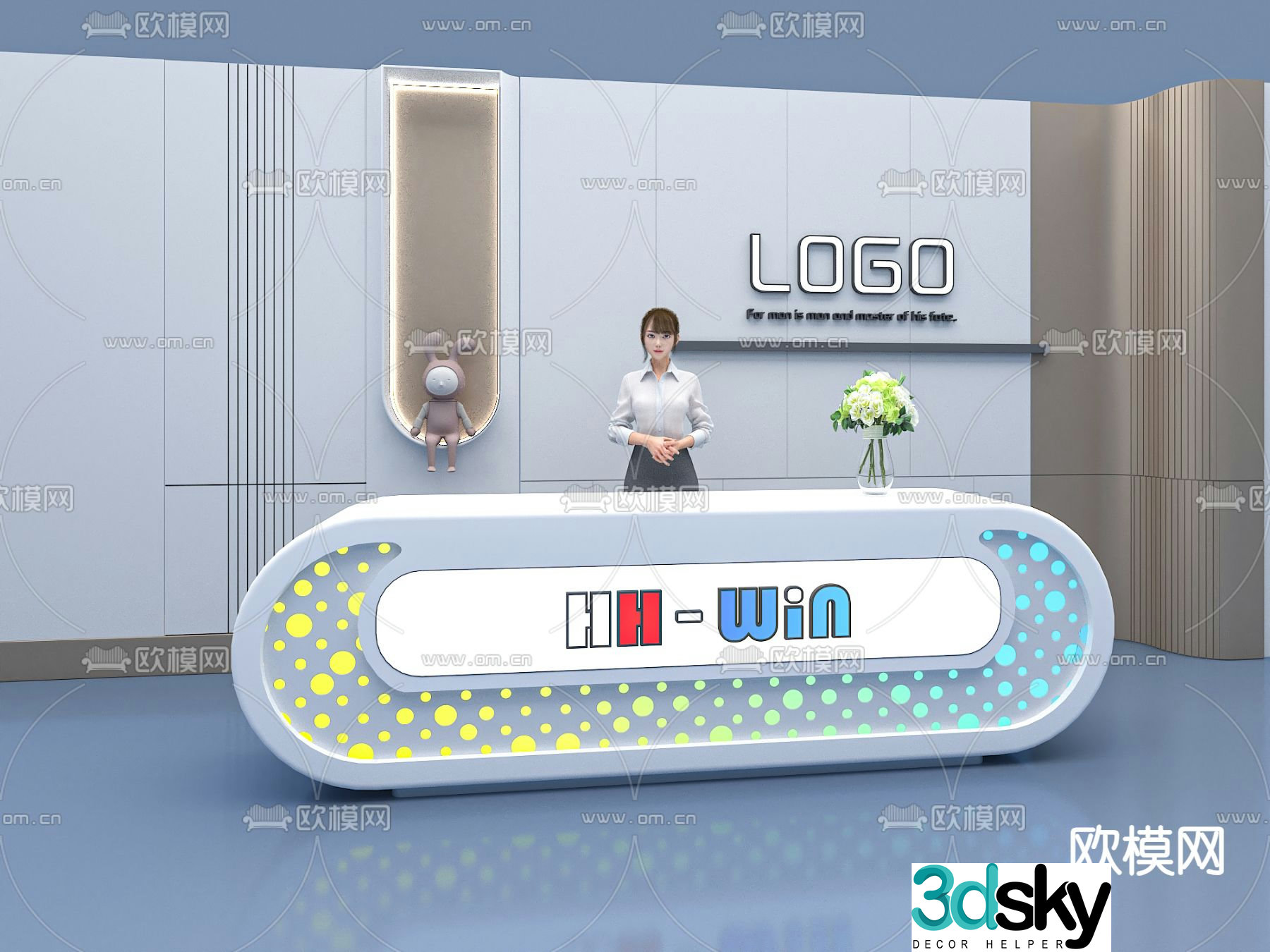Event front desk reception desk service desk 3d model
