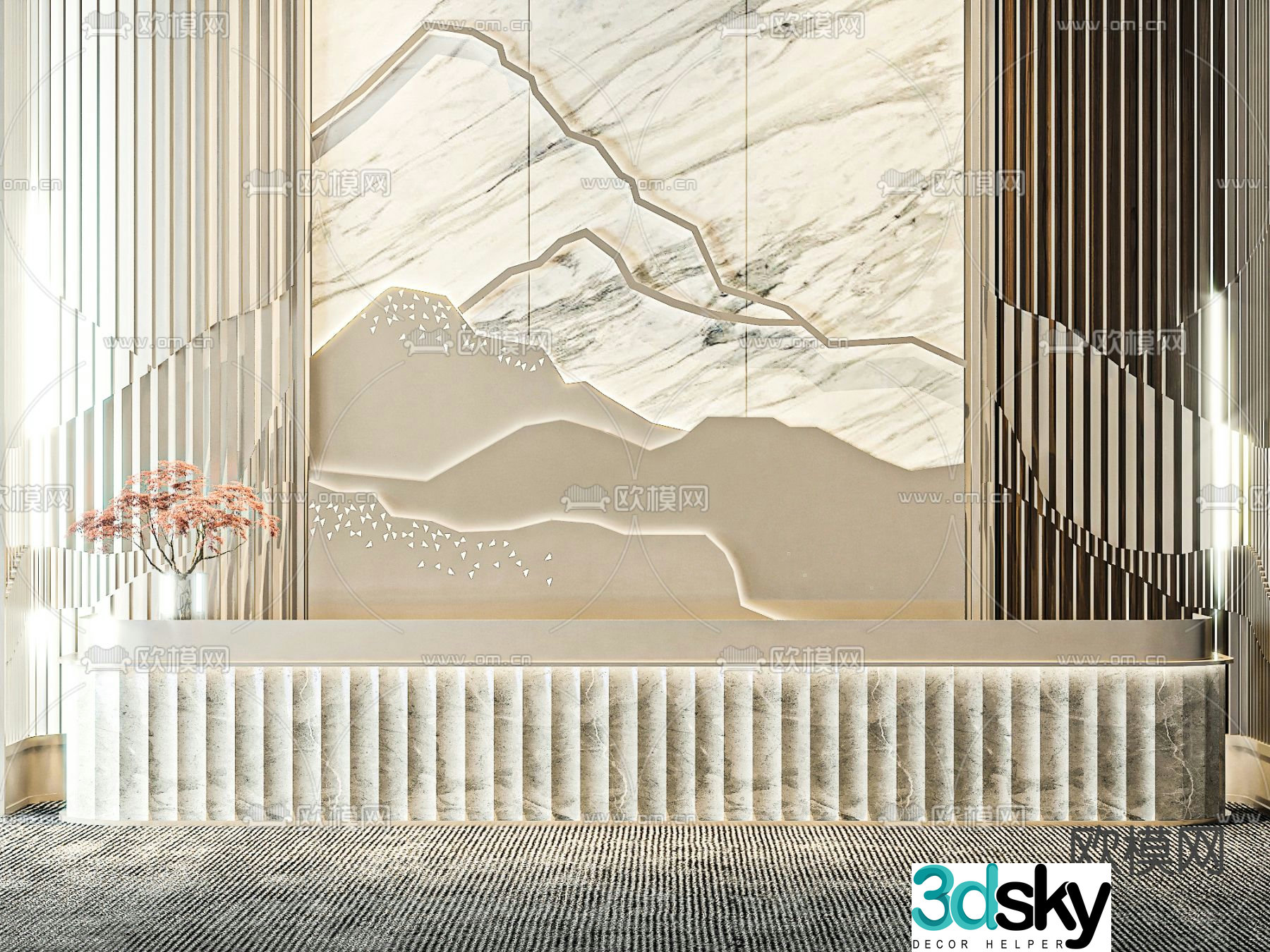 Front desk service desk reception desk 3d model