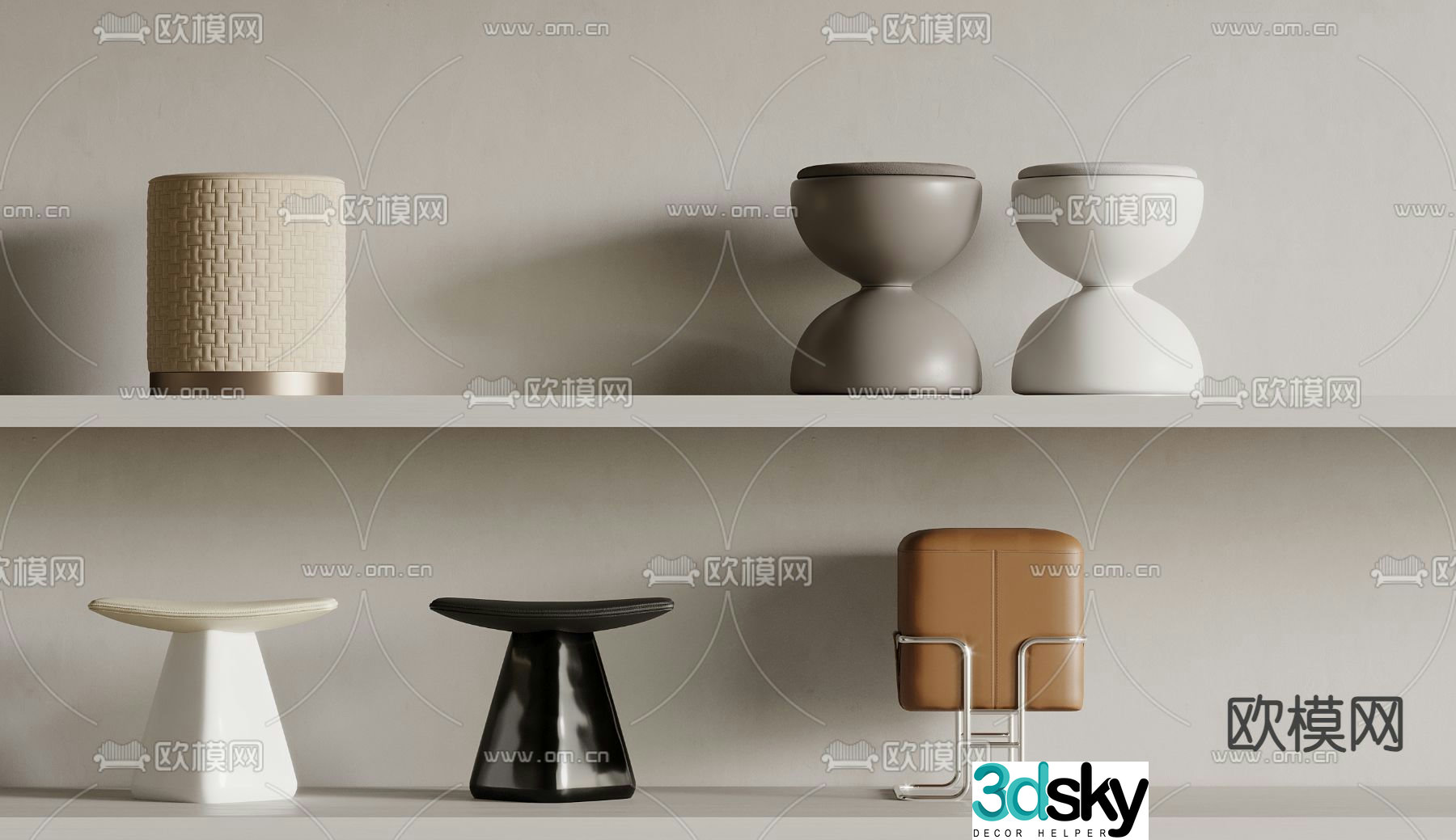 Stool sofa stool low stool 3d model