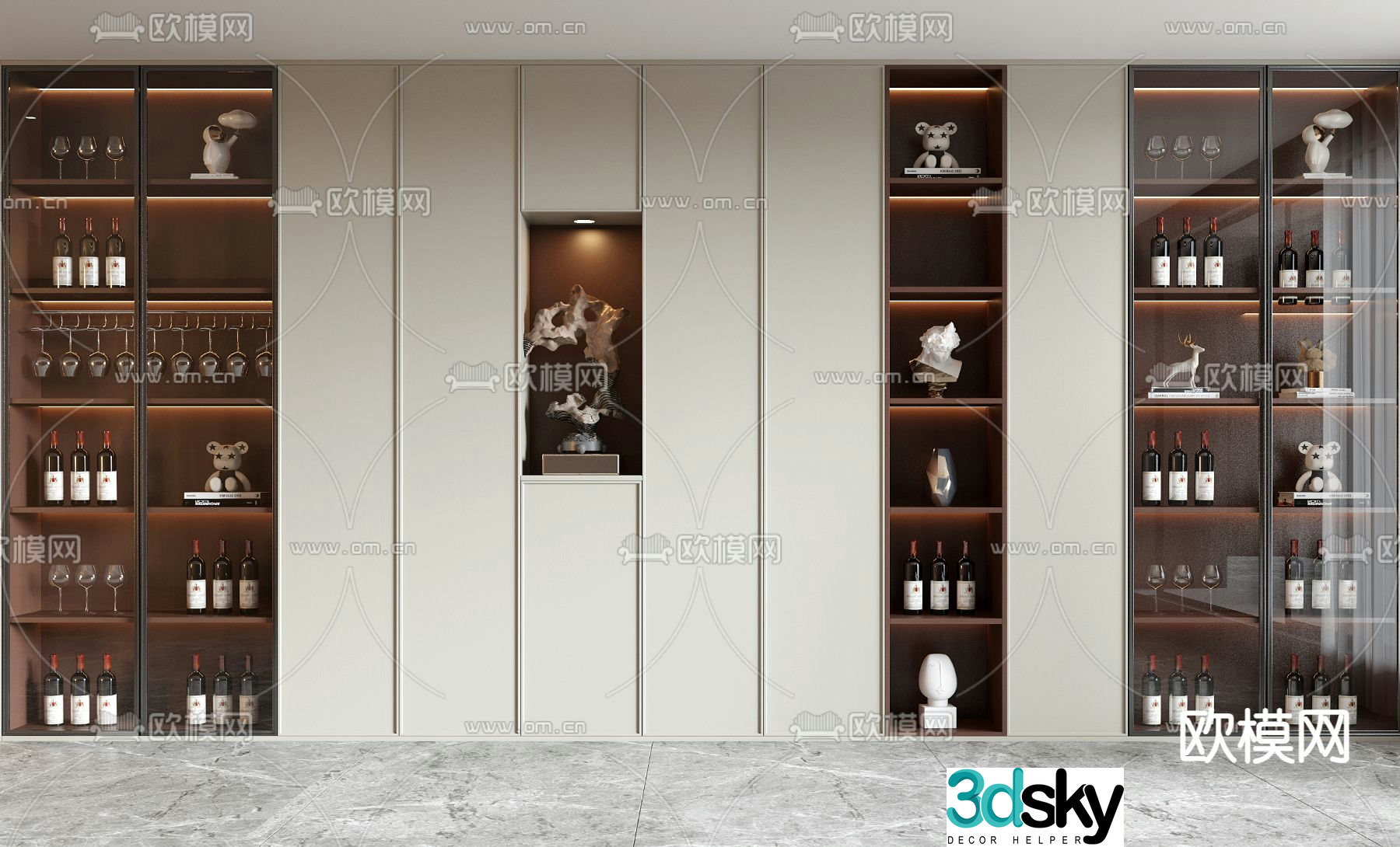 New Chinese style wine cabinet sideboard 3D model