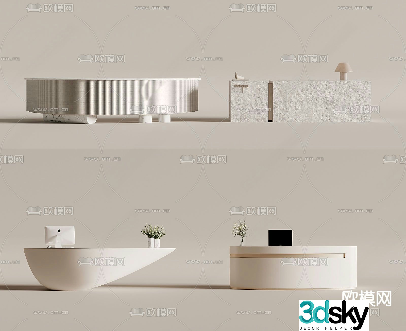 Modern front desk reception desk bar 3d model