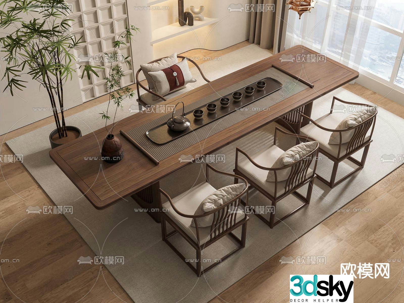 New Chinese style tea table tea table 3d model