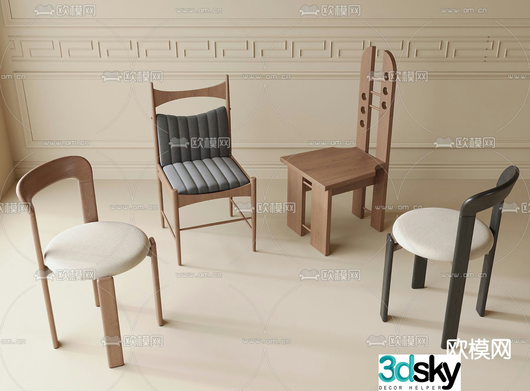 Medieval style chair dining chair 3d model