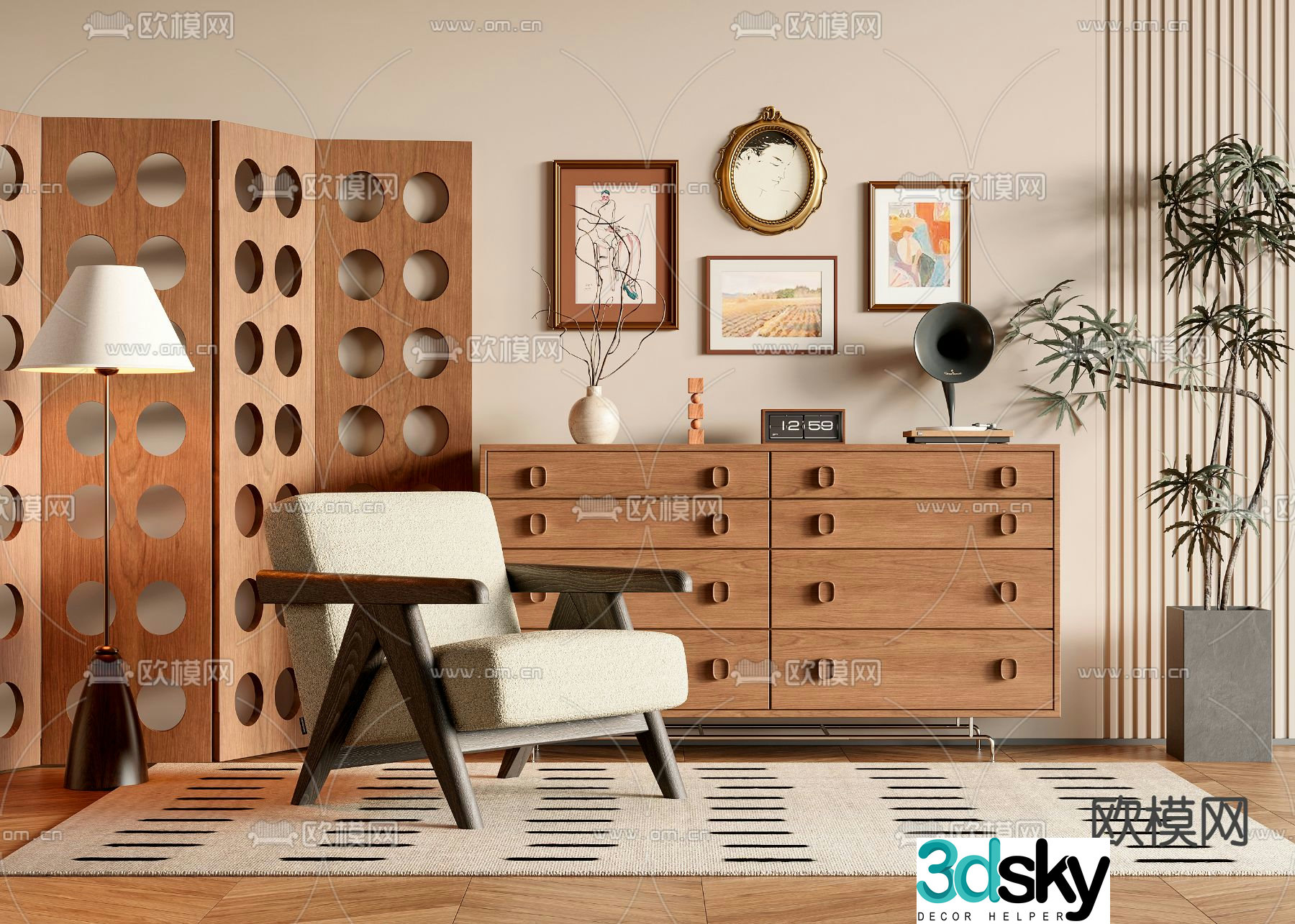Medieval style decorative cabinet 3d model