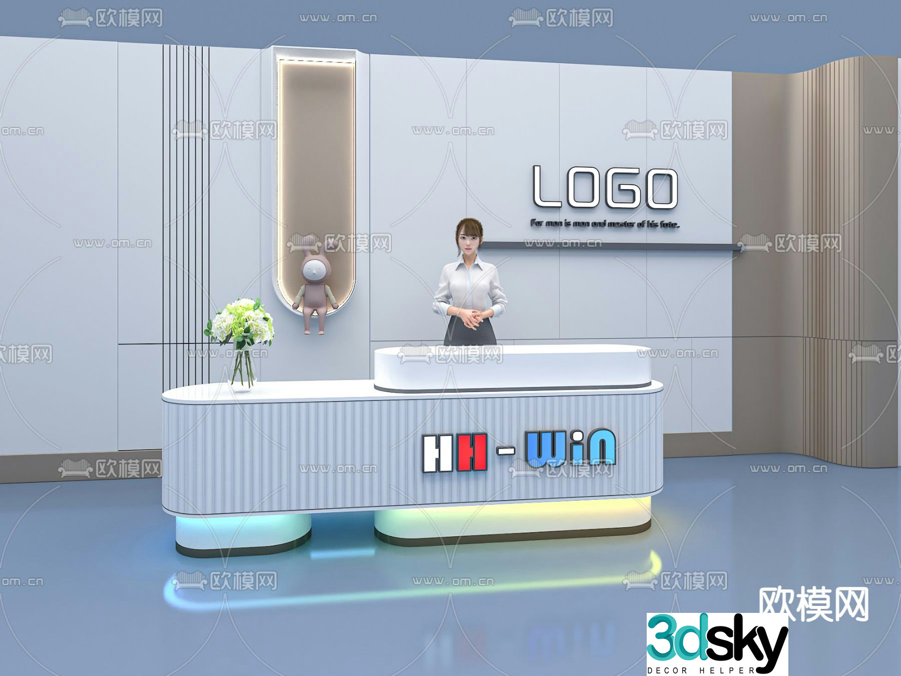 Activity bar reception desk service desk 3d model