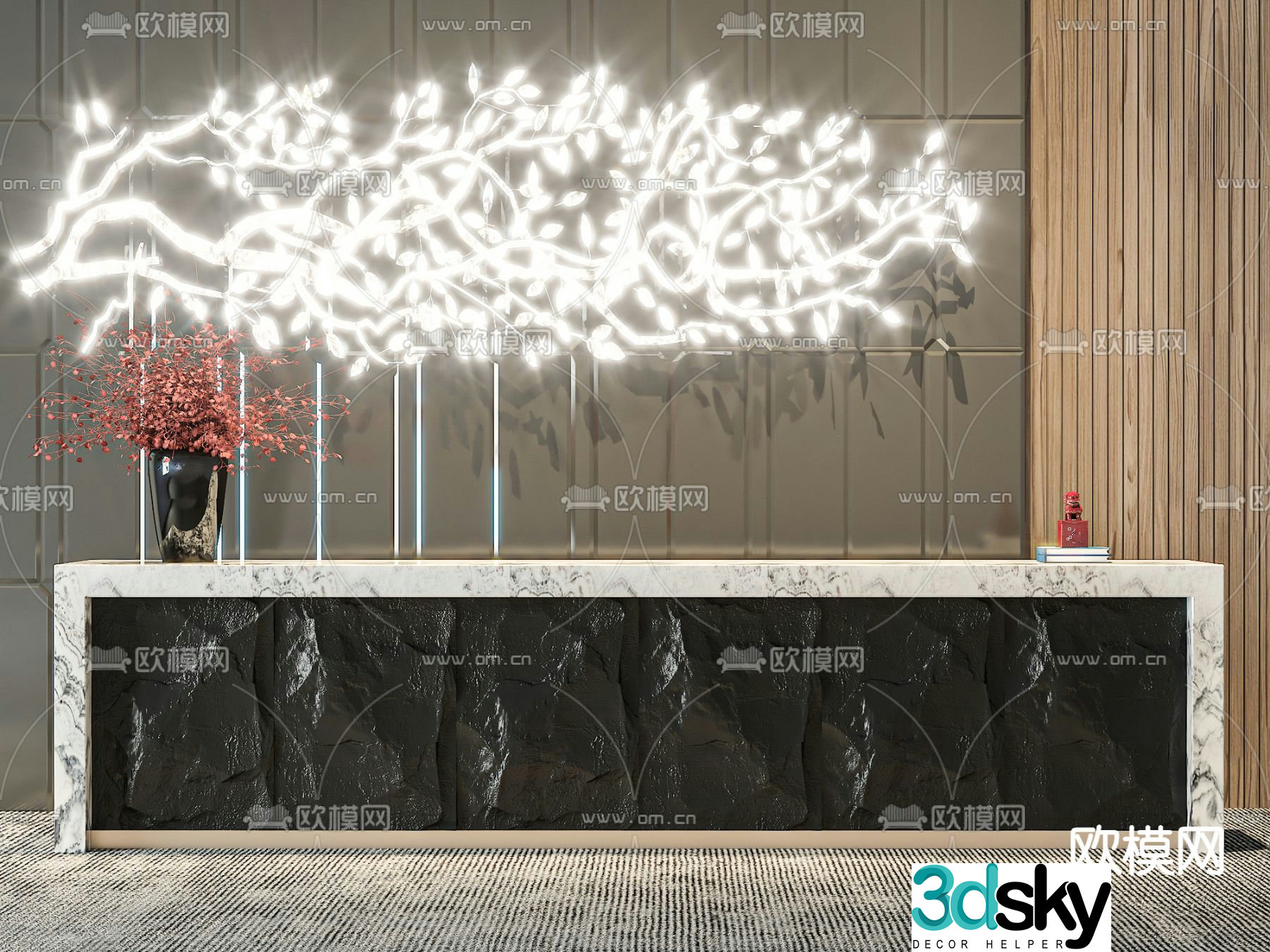 Front desk service desk reception desk 3d model