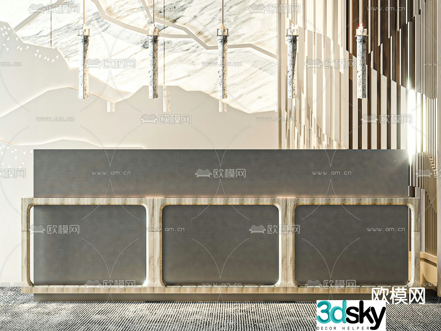 Front desk reception desk service desk 3d model