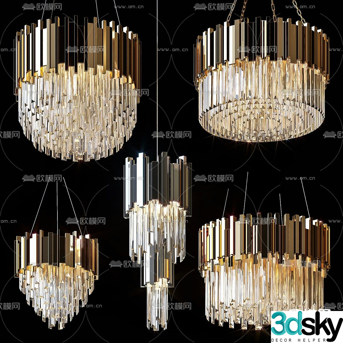 Light luxury chandelier crystal lamp 3d model