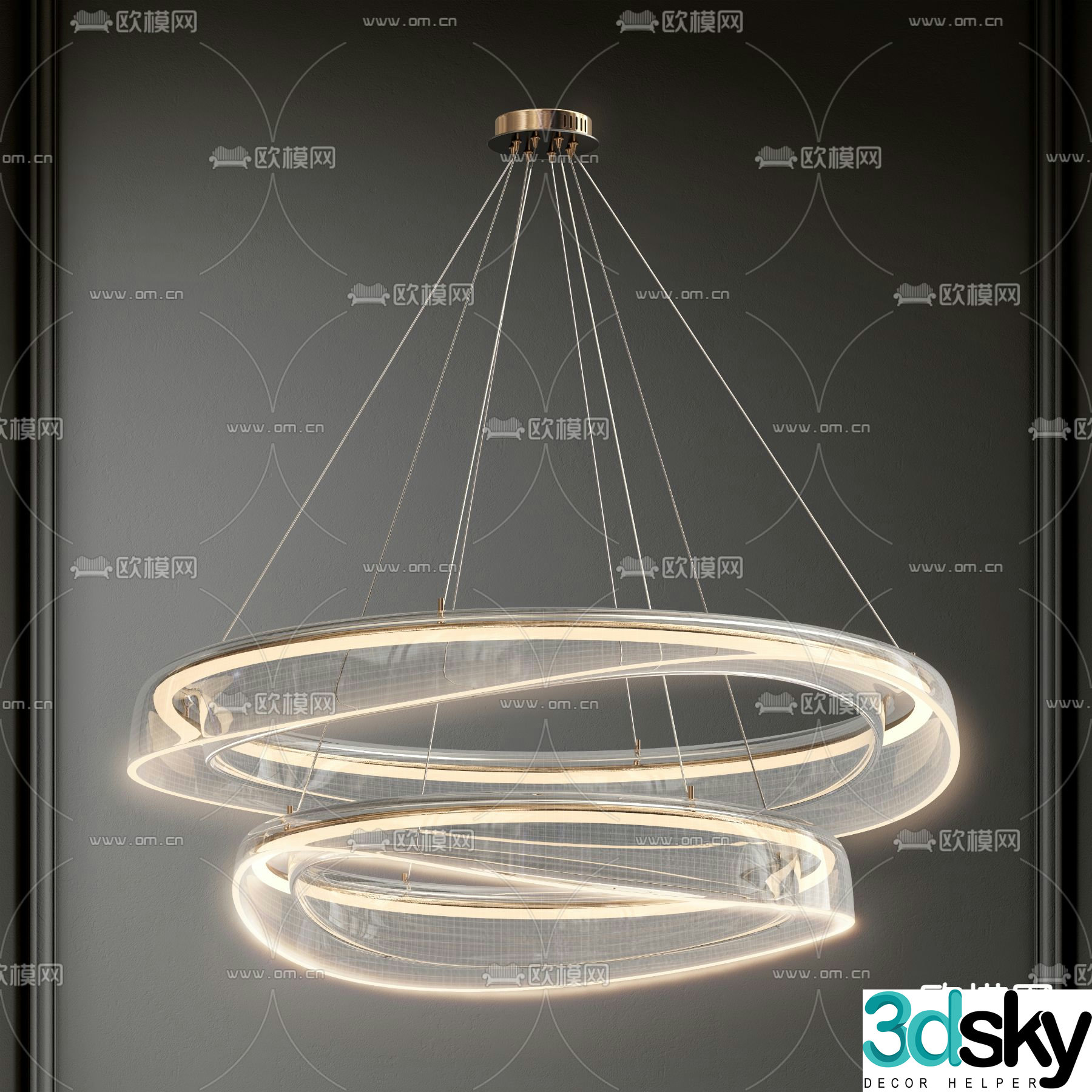 Light luxury chandelier ring chandelier 3d model