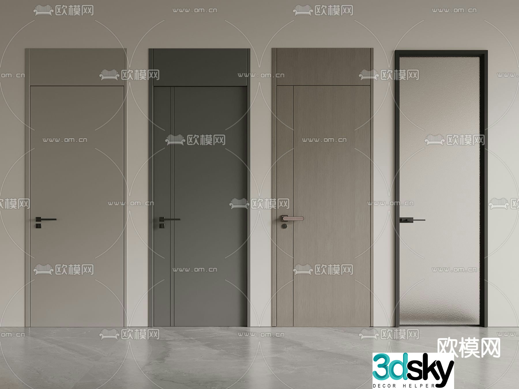 Through-ceiling door room door bedroom door flat door 3d model