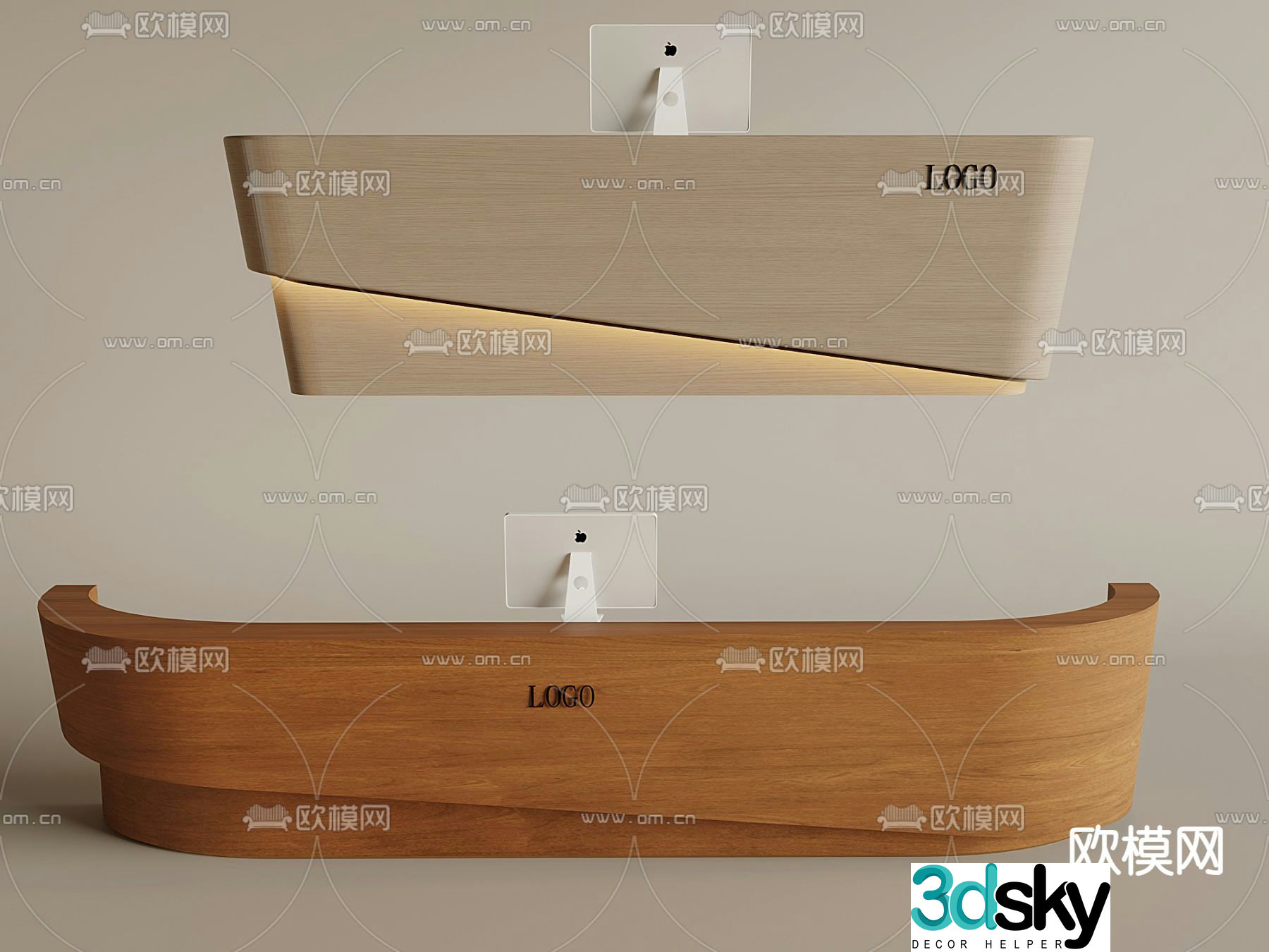 wabi-sabi front desk reception desk service desk 3d model