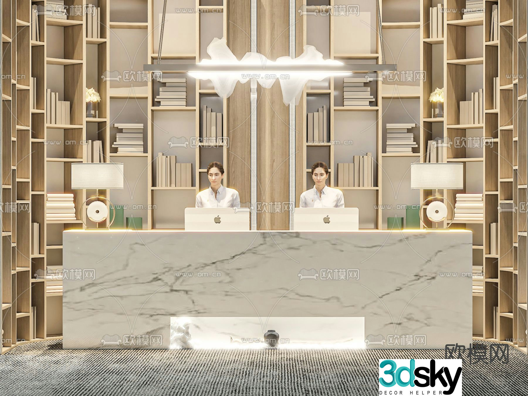 Front desk service desk reception desk 3d model