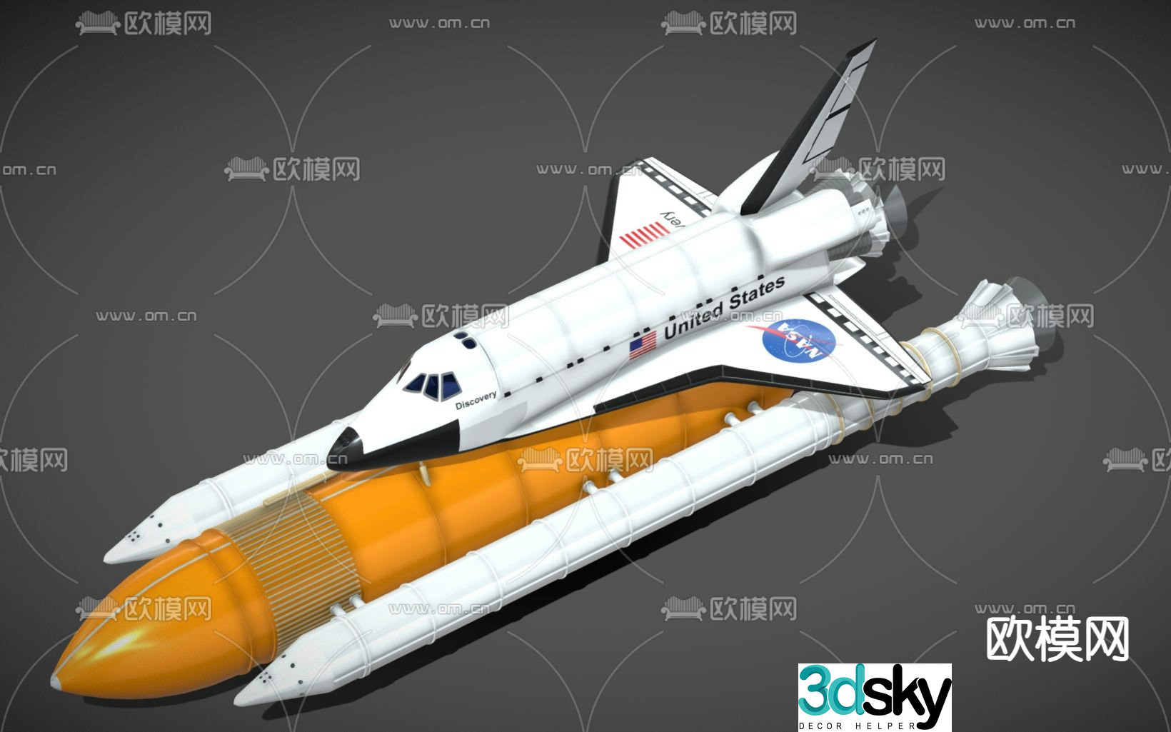 space shuttle rocket missile 3d model