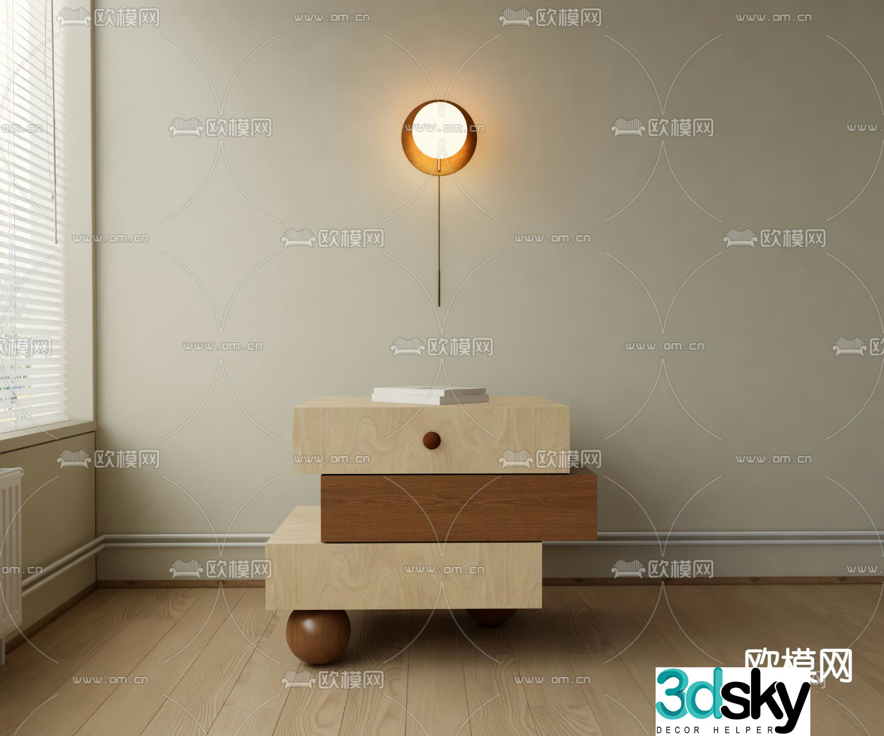 Medieval style bedside table 3d model