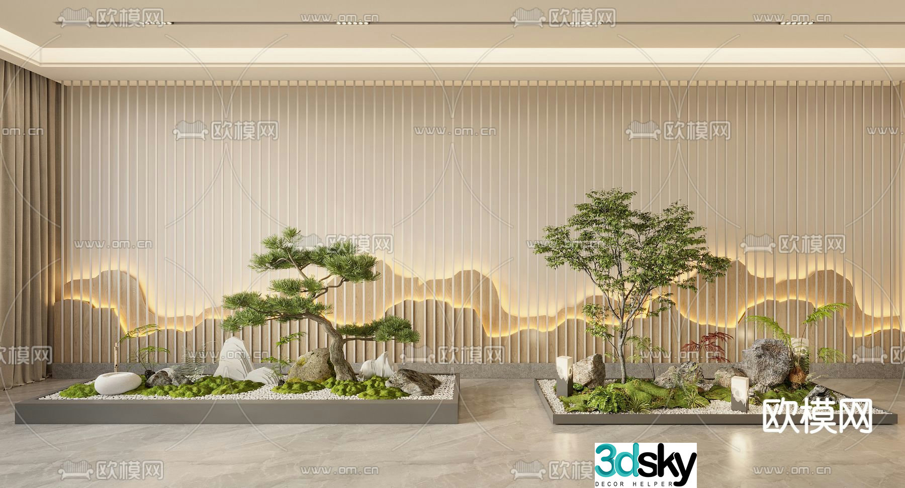 New Chinese style interior landscape 3D model
