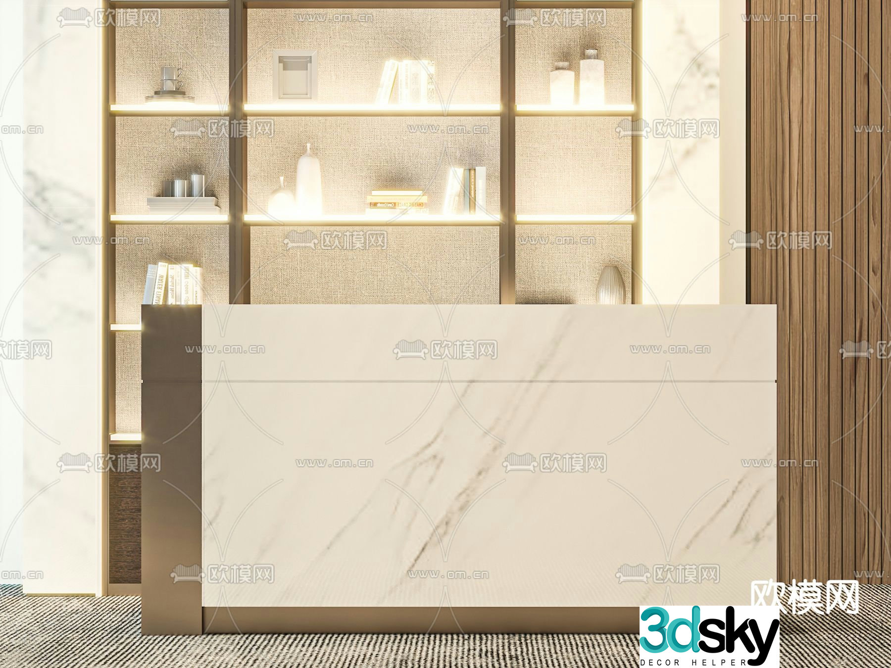 Front desk service desk reception desk 3d model