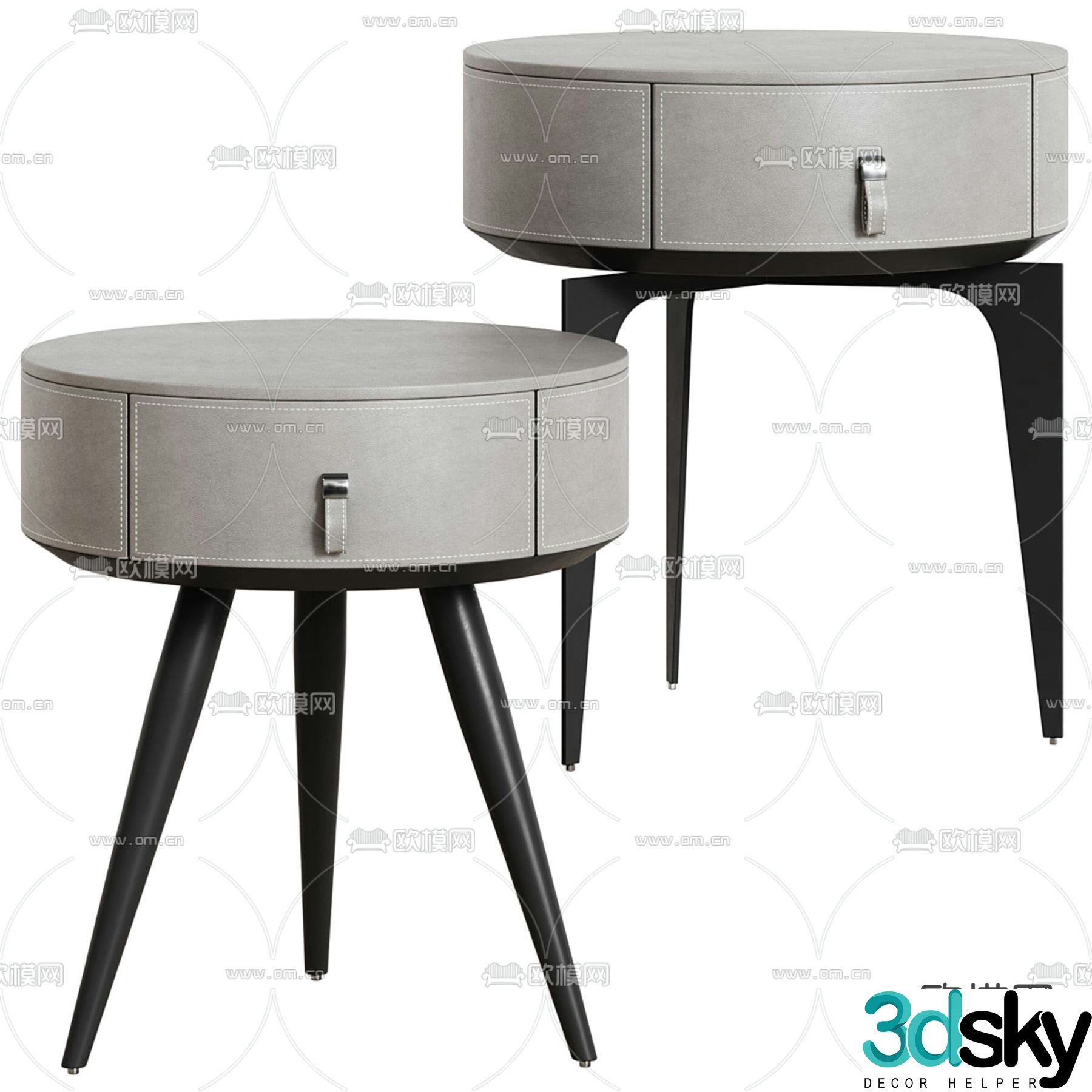 Round bedside table 3d model