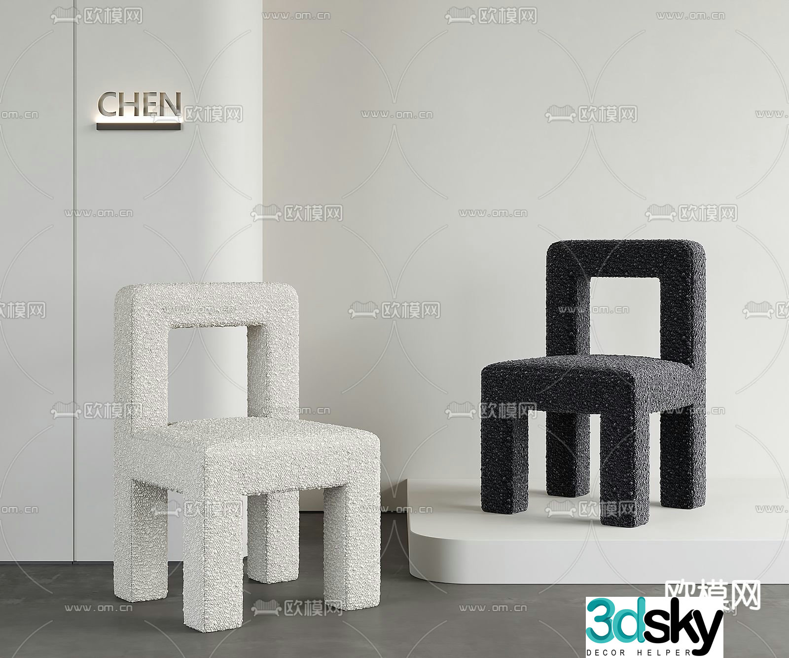 chair leisure chair lamb chair 3d model