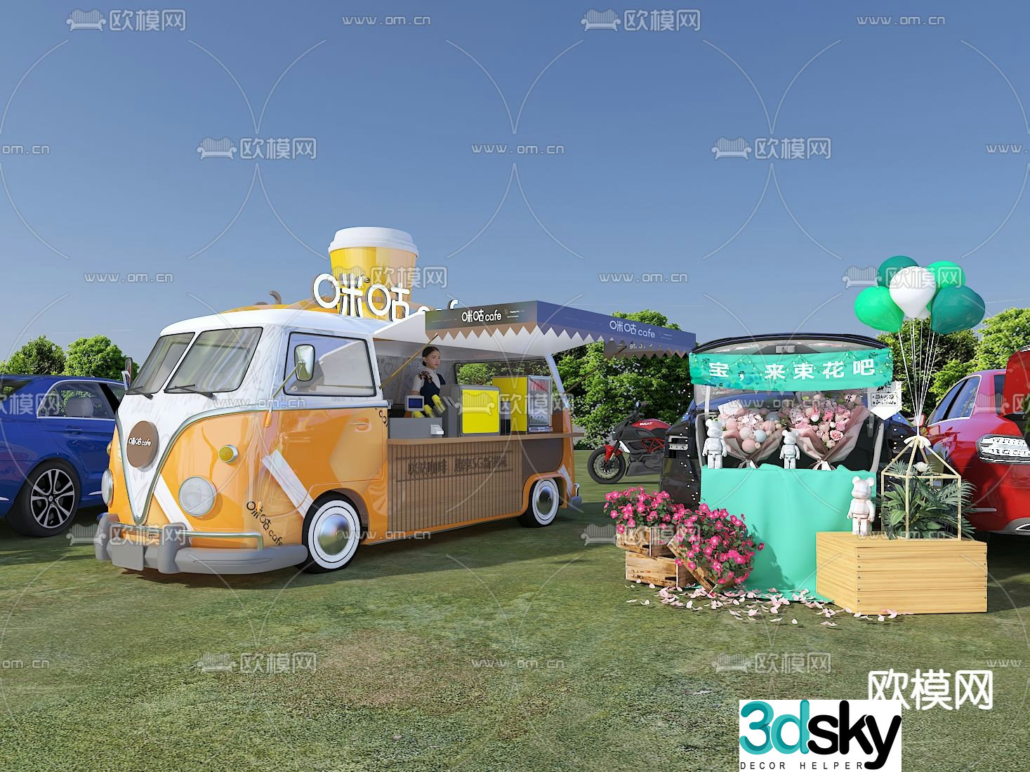 Fast food truck push cart trunk Chenmei 3D model