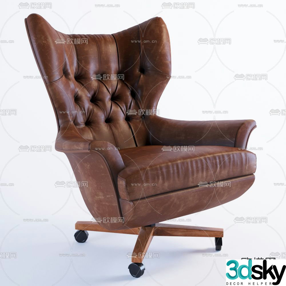 American leather chair executive chair office chair 3d model