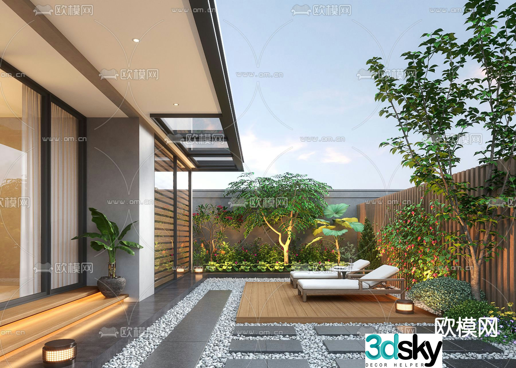 Home courtyard villa courtyard 3d model