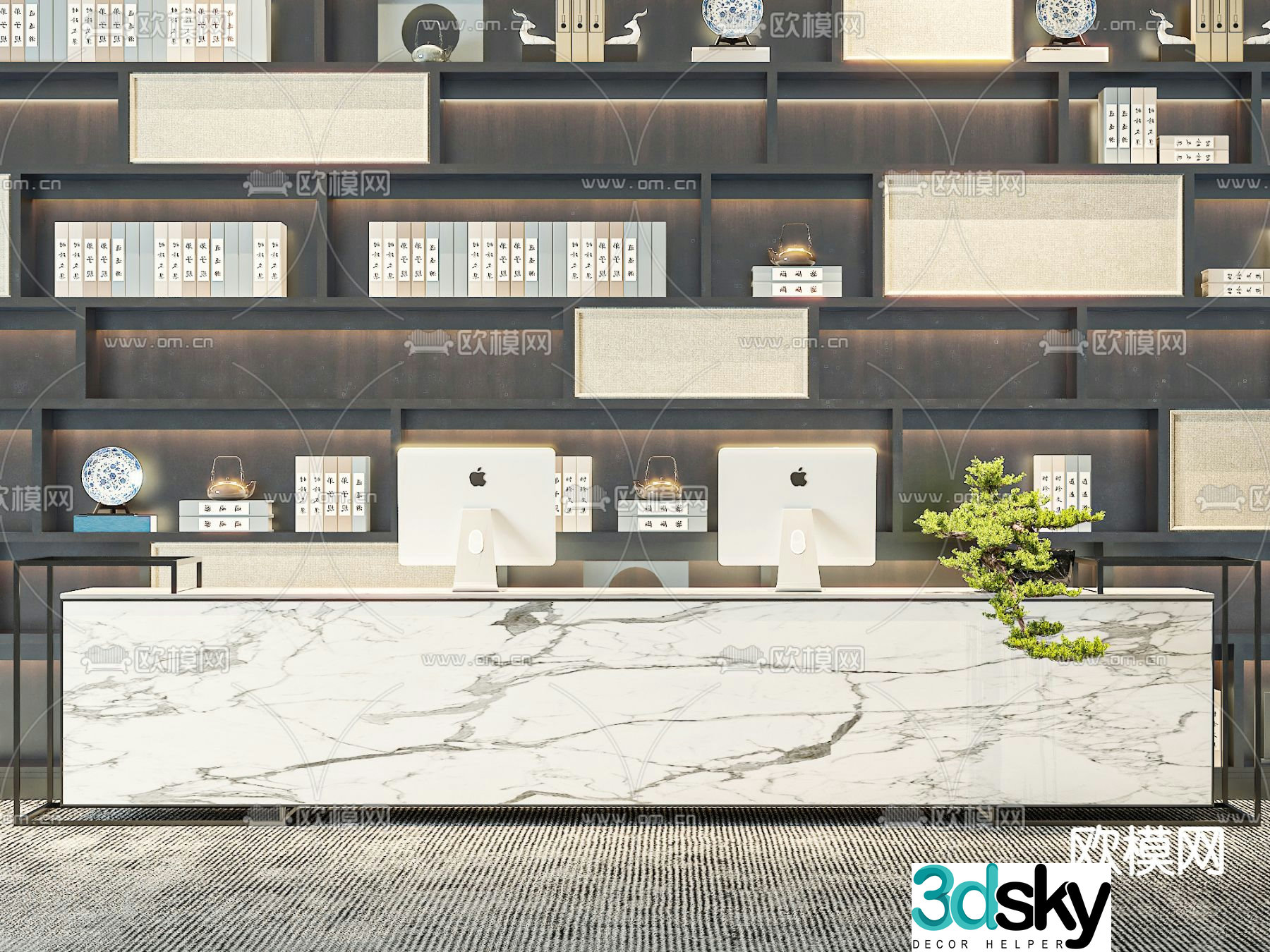 Front desk service desk reception desk 3d model