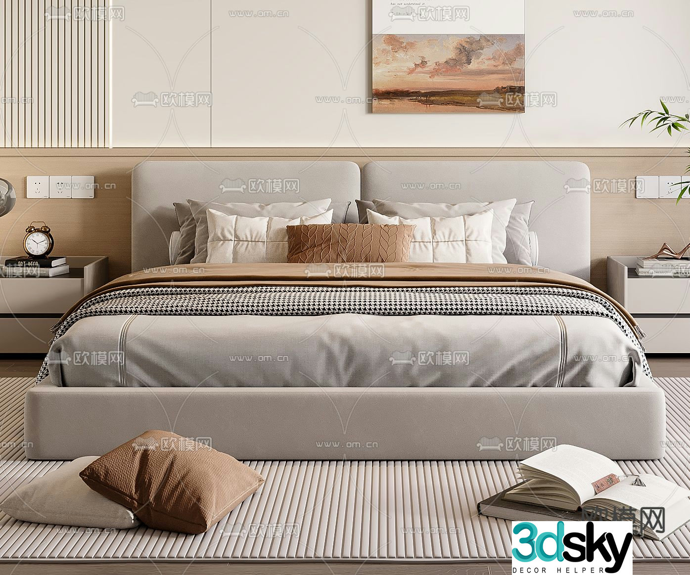 Modern double bed 3d model