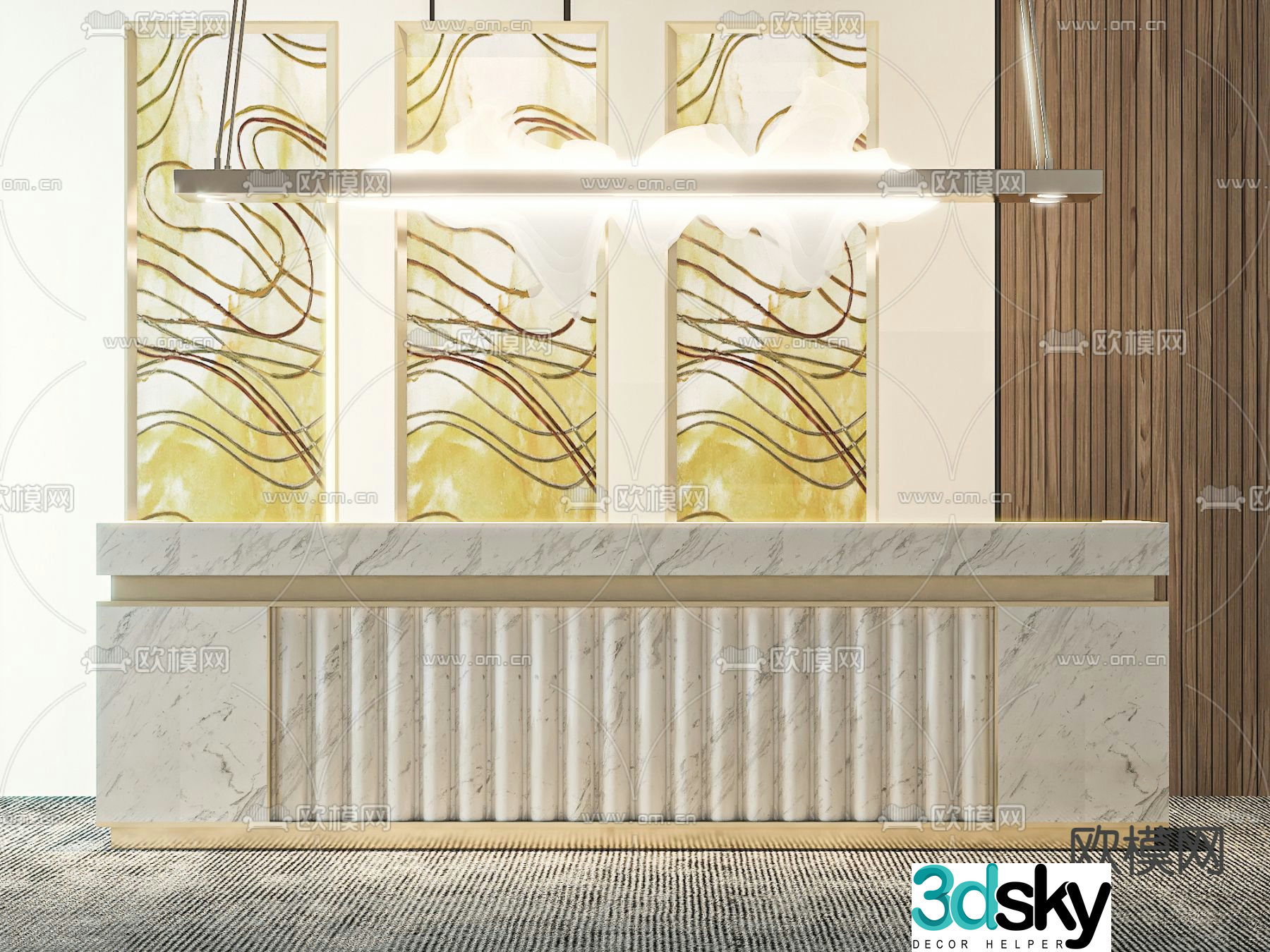 front desk service desk reception desk 3d model