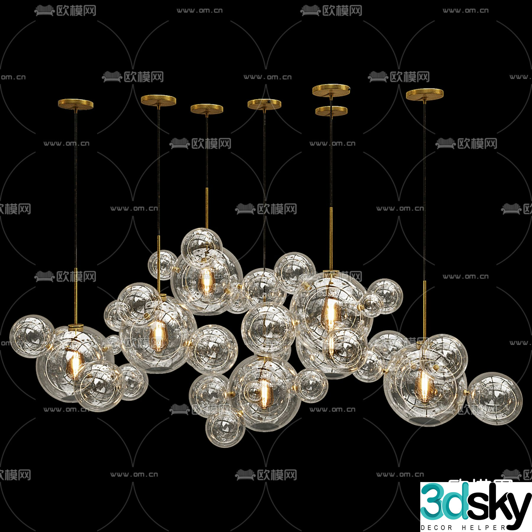 Multi-head chandelier Light bulb chandelier 3d model
