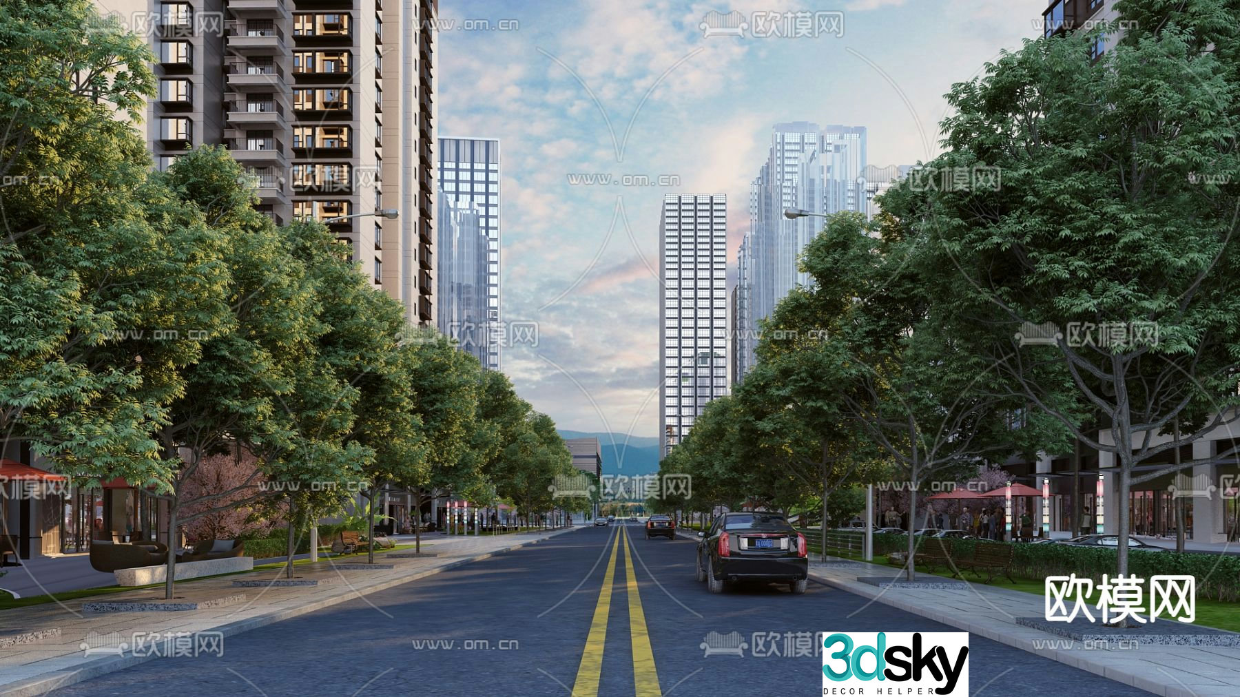 road landscape city street 3d model