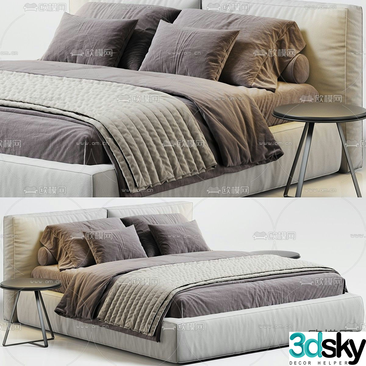 Modern double bed 3d model