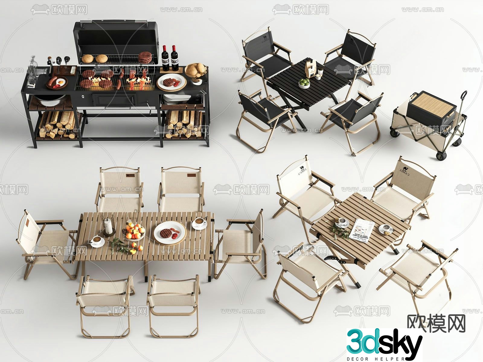 Modern outdoor table and chair 3d model